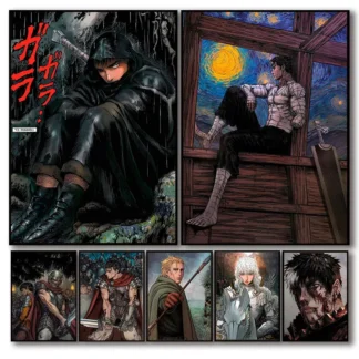 Berserk Van Gogh Style Comic Canvas Painting Posters Colored Manga Vintage Japanese Poster Wall Picture Home Decor Living Room